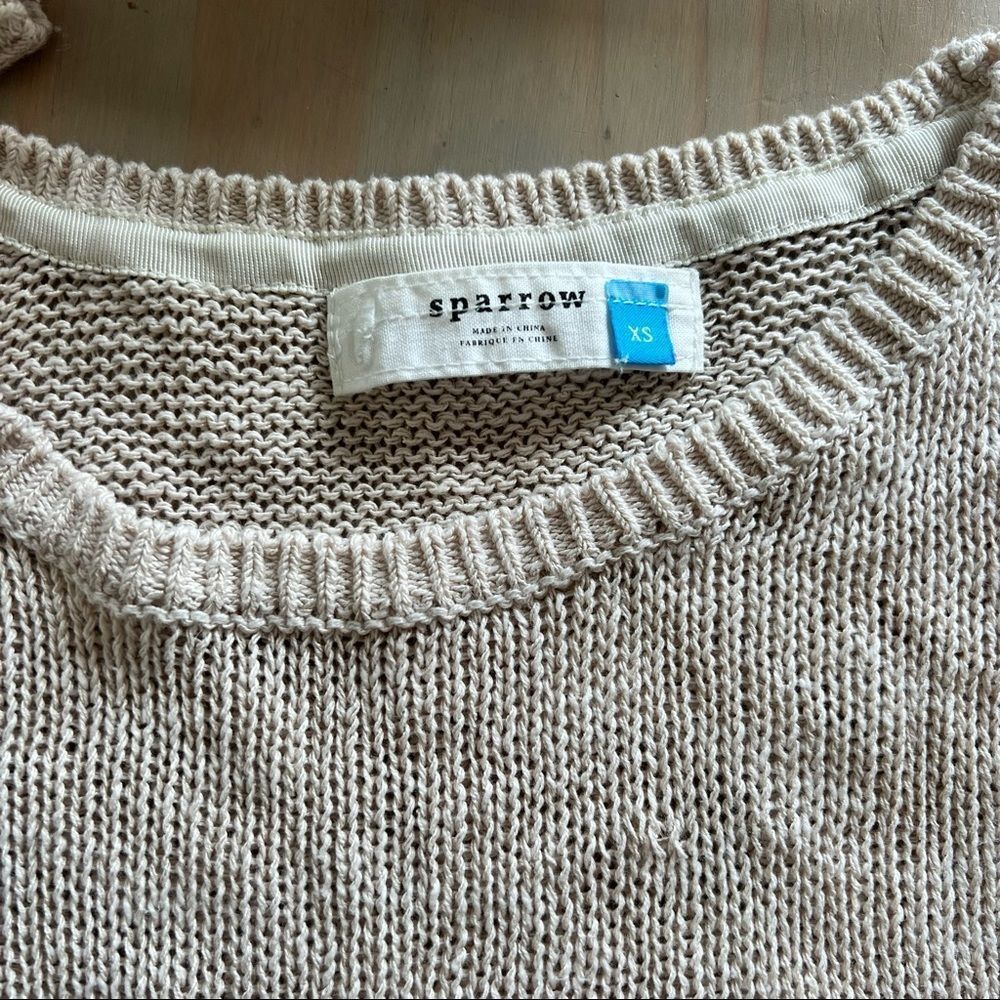 Anthropologie Linen Blend Sparrow Sweater Oatmeal XS Large knit - Picture 8 of 14
